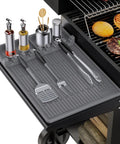 Silicone Griddle Tools Mat For Blackstone Griddles Outdoor Grill Side Shelf Organizer with utensils and jars, gray