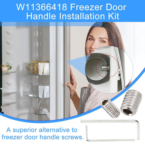 Heavy Duty Refrigerator Freezer Door Handle Screws With Mounting Wrench Zinc Alloy Replacement Hardware For Kitchen Appliance Repair No Drama Install Tough As Nails Bulk Pack. Installation kit showing screws and wrench.