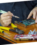 Portable Gas Soldering Iron Kit For Electronics Repair And Vehicle Fixes Cordless Welding Torch in use on circuit board