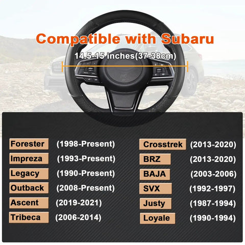 Subaru Steering Wheel Cover Custom Fit For Forester Outback Crosstrek 14.5-15 Inch Premium Microfiber Diagram