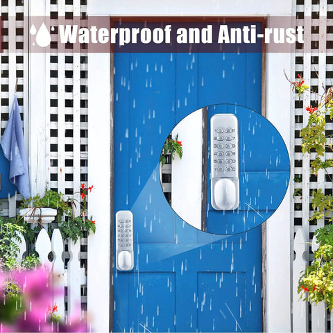 Mechanical Door Lock With Keypad For Indoor And Outdoor Doors, Waterproof Keyless Entry Knob And Deadbolt, Heavy Duty Stainless Steel Gate Lock Set With Handle, Works Left Or Right Swing