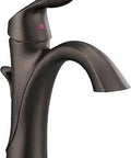 Oil Rubbed Bronze Single Hole Bathroom Sink Faucet Trim Kit with curved spout and lever handle for easy temperature control.