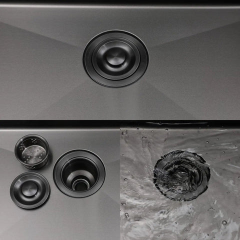 Gunmetal Black Drop In Bar Sink For Small Kitchens And RVs, 15x20 Inch Stainless Steel with drain cover and whirlpool effect