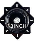 Top view of Beefy 13 Inch Lazy Susan Hardware Turntable Bearings with Zinc Plate Black Square Swivel, 360-degree rotation for tables.