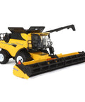 1/64 Scale Die Cast Combine With Folding Corn Head And Draper Head, realistic yellow farm equipment model with detailed auger