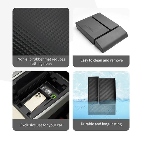 Mazda CX 90 CX 70 Center Console Organizer Tray For 2024 2025 2026 Models showing non-slip mats and easy installation.