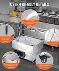 Portable Commercial Oil Filter Machine With 18 Gallon Tank And Fast Drain Cart showing features including long handle and swivel wheels.