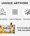 Sunflower Butterfly Welcome Mailbox Cover Magnetic 21 By 18 Inches Standard Size Rustic Farmhouse Post Box Wrap with fade resistant features.
