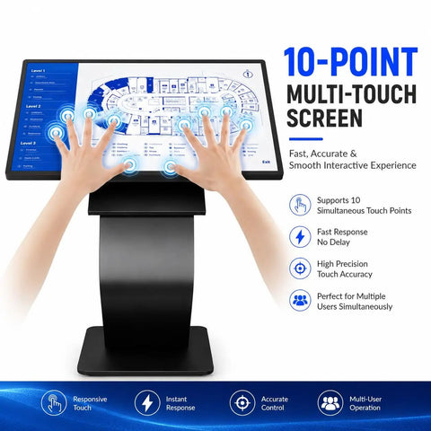 Bulletproof 43 Inch Windows Touch Screen Kiosk Loaded With Eight Gb Ram And One Twenty Eight Gb Storage Runs Smooth As Butter For Retail Point Of Sale Terminals Digital Billboards And Lobby Guide Centers with 10-point multi-touch screen.