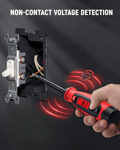 2-In-1 Voltage Tester Screwdriver With Non Contact Detector Pen, 3-500V AC Range, LCD Display, Live Wire Finder, Magnetic Slotted Tip, Continuity Test For Outlets And Circuits, Great For DIY Electricians testing outlet wiring in wall box