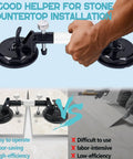 Front view of laminate floor gap repair tool with dual vacuum suction cups for granite, marble, stone countertops.