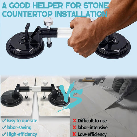 Front view of laminate floor gap repair tool with dual vacuum suction cups for granite, marble, stone countertops.
