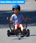 Child riding Seat Attachment For 6.5 Inch Self Balancing Scooters Go Kart With Bluetooth And LED Lights outdoors
