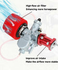 Beefed Up VM22 Carburetor Kit Upgrade For Predator 212 And 196cc 224cc Engines with high-flow air filter and red manifold