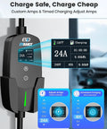Level 2 EV Charger 24 Amp 240 Volt With 25 Foot Cable For Home Garage NEMA 14 30P Plug J1772 Non Tesla EV Compatible Adjustable