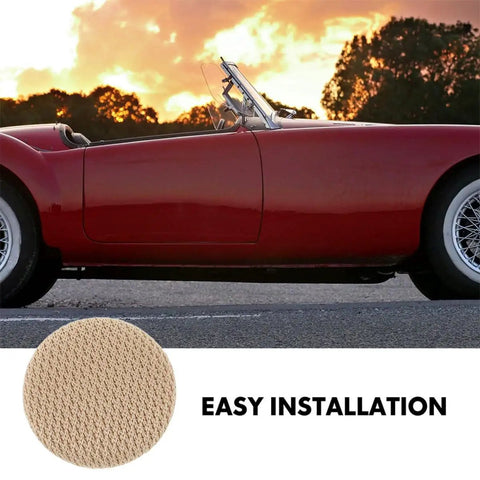 Vintage red convertible with beige fabric sample for 30 Piece Car Headliner Repair Kit With Roof Rivets And Installation Tool.
