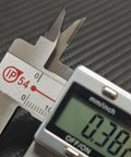 Close-up of Go-To Carbide-Tipped Calipers With Stainless Steel Body showing LCD display and IP54 protection.