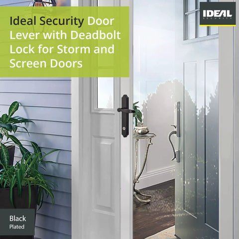 Storm Door Lever Handle With Lock And Key Surface Mount Fits Doors 1 To 1 And A Half Inches Thick Matte Black 4 Post Design