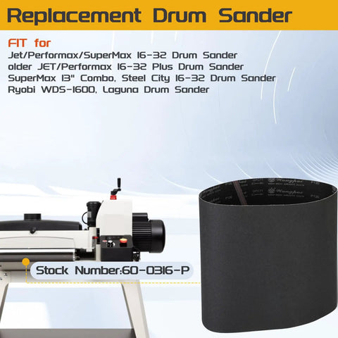 Drum Sander Belt 120 Grit Silicone Carbide Heavy Duty Replacement Fits Performax 16-32 Jet 16-32 Steel City SuperMax