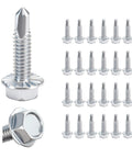 Heavy Duty Quarter Inch By One Inch Hex Washer Head Self Drilling Screws Twenty Five Piece Set Grade Eight Point Eight Heat Treated Carbon Steel Zinc Plated