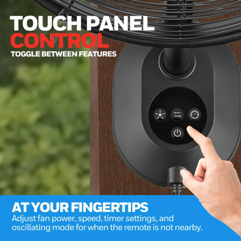 Touch panel control on Outdoor Wall Mount Fan With Remote Wet Rated For Patios Garages And Workshops 5100 CFM High Velocity