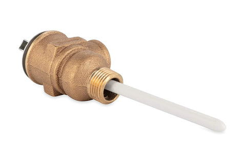 Camco 1/2 in brass T&P relief valve with 4 in white epoxy-coated probe