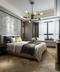 Bedroom with 8 Light Dope Modern Industrial Ceiling Chandelier With Adjustable Height Black Finish For Dining Room Kitchen Island Foyer Entryway Sloped Ceiling Compatible Dimmable With Bulbs Not Included