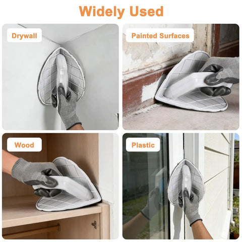 Drywall Corner Sander Kit with Semi Circular Inside Corner Tool and 15 Sanding Discs used on various surfaces