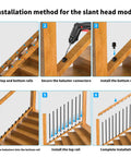 Installation method for Pro Grade 120 Pack 26 Inch Square Aluminum Deck Balusters In Slick Black on wood stair railing.