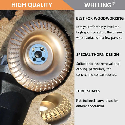 Five Piece Wood Carving Disc Set For Angle Grinders With Five Eighth Inch Arbor Carbon Steel Grinding Wheels Pro Grade