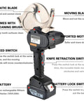 Electric Ratcheting Cable Cutter For Copper And Aluminum Cables, showing labeled components and battery, focus on usability.