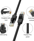 Go To High Speed Cat6 Ethernet Cable 550 MHz 10Gbps 26AWG features close-up showing RJ45 connectors and snagless boot design.