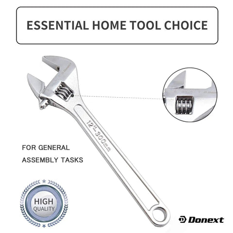 Beefy 12 Inch Adjustable Wrench Heavy Duty Crescent Style Tool With CRV Steel Jaw Rust Resistant Drop Forged Construction