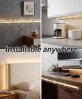 Clear Rope Light Clips Kit 100 Pack Transparent Mounting Brackets With 100 Screws installed on walls and shelves