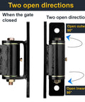 Heavy Duty Gate Hinges Pair Seven Inch Thick Solid Steel Rated For 1100 Lbs Mean Machine Hardware showing open directions for gates.