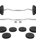 Olympic Curl Bar Weight Set With Six Plates And Bar Clamps For Lifts 55Lb Home Gym, ideal for strength training