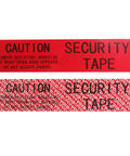 Front view: Tamper-evident security packing tape, red, 2 in x 55 yd, void/open pattern