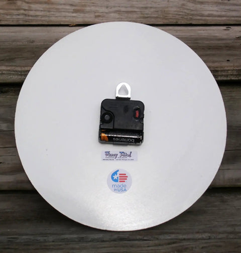 Killer 10 Point 5 Inch Silent Wall Clock Boasting A Crisp Red Dart Pin Graphic On A Realistic Wood Look Finish Sick For Game Rooms And Tight Quarters Runs On A Rock Solid Usa Movement With Totally Zero Tick Noise, showing quartz movement and battery compartment.