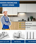 Pro Grade Beefy Heavy Duty Pivot Hinge For Wood Doors In 201 Stainless Steel Ultra Sleek Hidden Door Hardware With Invisible Mount Seamless Look Durable Construction For Modern Homes And High Traffic Rooms, hidden bookcase hinge