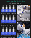 Premium 30 Piece Mini Precision Screwdriver Set With Magnetic Bits For Phone And Laptop Repair Torx Phillips Flat Drivers Plus Household Electronics Tools That Make Fixing Stuff A Total Breeze, 30pcs CRV steel bits
