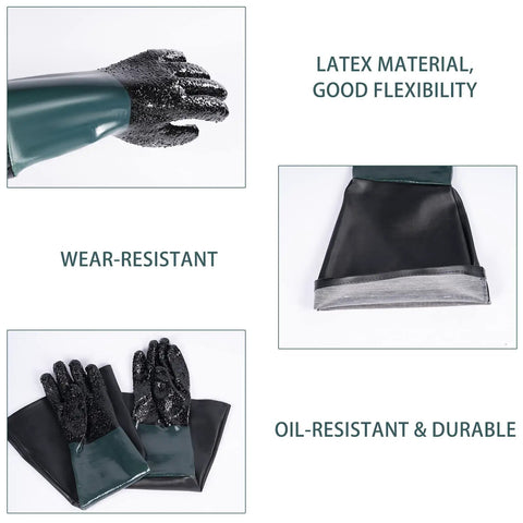 Sandblasting Cabinet Gloves 23.6 Inch Tough As Nails PVC Cotton Lined Work Gloves highlighting durability and flexibility features