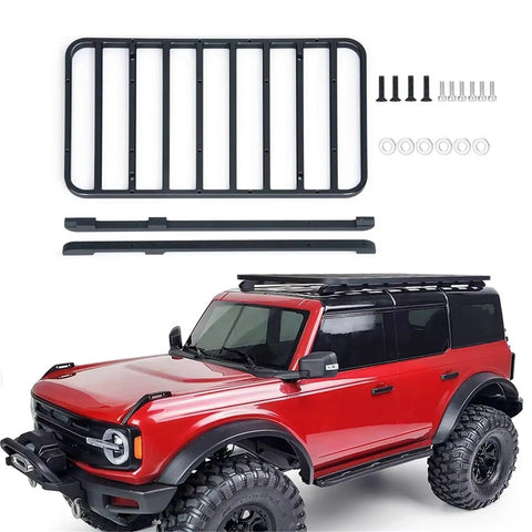 Heavy Duty Aluminum Roof And Luggage Rack Compatible With 1/10 Scale Rc Crawler Trx4 Bronco parts and red crawler