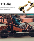Two Pairs M10 Tie Rod End Ball Joint Kit For Go Karts And ATVs, Heavy Duty Iron Construction, shown near a go-kart in action