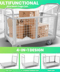5 In 1 Foldable Flatbed Cart And Heavy Duty Cage Dolly With 2200 Lb Capacity and smooth rolling swivel casters carrying boxes.