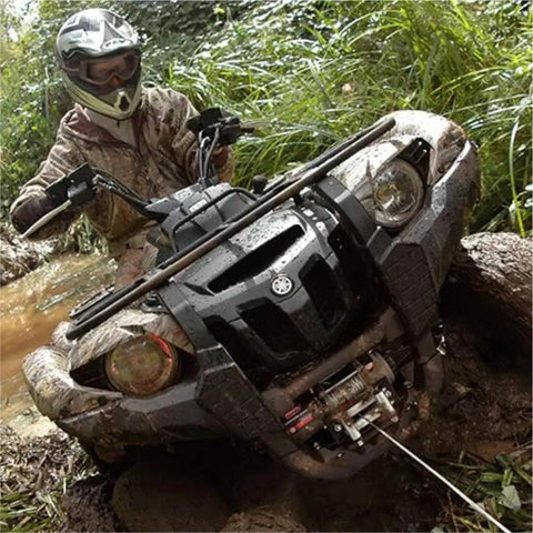 ATV using Replacement Synthetic Winch Cable Rope For Powersports Winches, 7/32 Inch Diameter By 50 Feet in muddy terrain