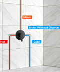 Diagram of Matte Black Shower Valve Handle Kit for Wall Mount Rough-In Tub Shower Control Valves without diverter
