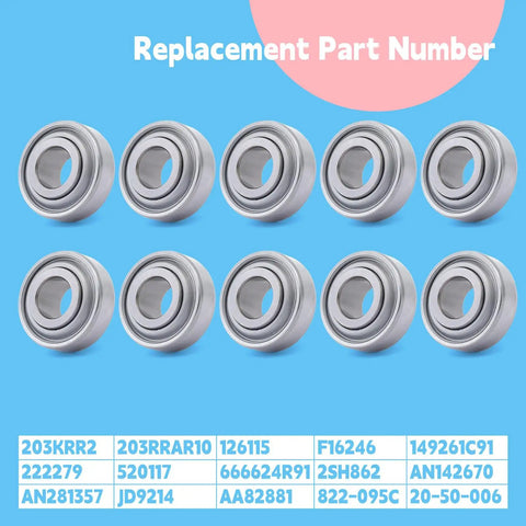 203KRR2 Agriculture Bearing 0.64 Inch Bore Replacement For John Deere Case IH Great Plains Farm Equipment Industrial Tractors 10 Pack Sealed