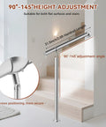 Rock Solid Stainless Steel Handrail For Outdoor Steps Featuring Adjustable Angles And Heavy Duty Build with 90°-145° height adjustment.