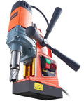 Heavy Duty 1300W Magnetic Drill Press Featuring Rock Solid 2922 Lb Suction Grip And Smooth 810 Rpm Performance For Killing Thick Steel Beams At Job Sites, showing motor and handle details.