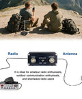 Two people with backpacks using Z Match Ham Radio Antenna Tuner For 3 To 28 MHz CW Operation 5 Watt Output With BNC Connectors outdoors.